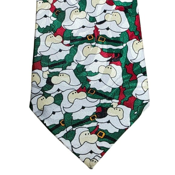 Santa Claus Neck Tie Steven Harris Green Suit Christmas Ziggy Face Holiday Party - Picture 2 of 6